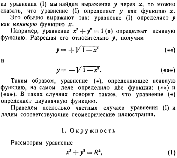 Некоторые простые неявные функции