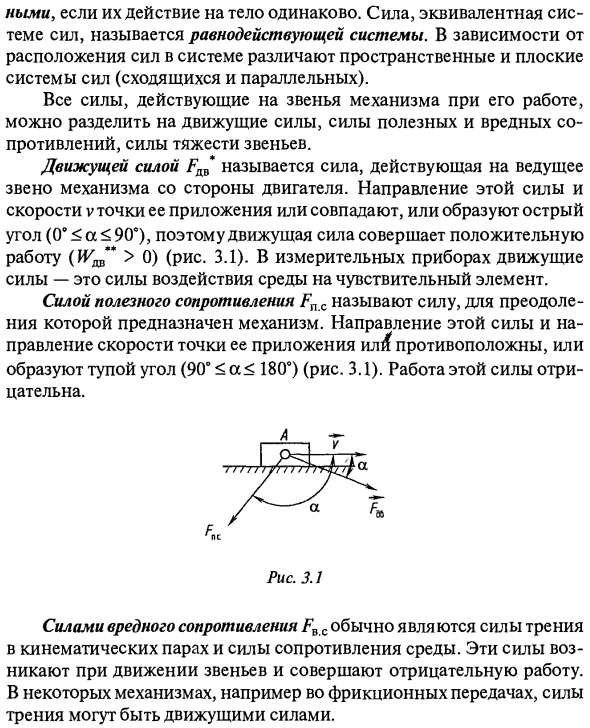 Силы, действующие в механизмах