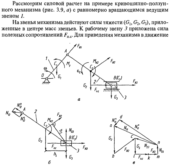 Кинетостатический расчет плоских рычажных механизмов. Уравновешивающие силы и момент