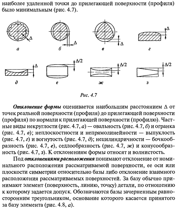 Отклонения формы и расположения поверхностей
