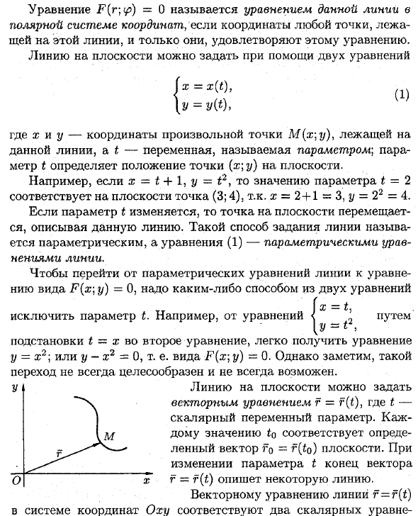 Уравнение линии на плоскости, примеры