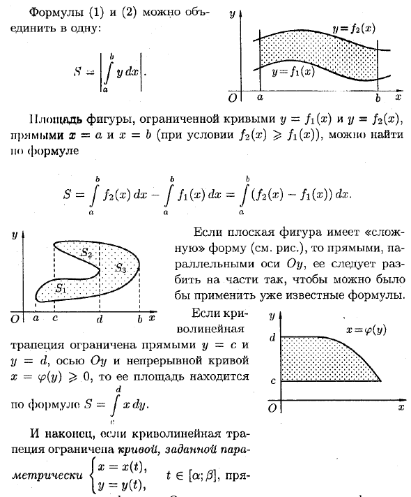 Вычисление площадей плоских фигур