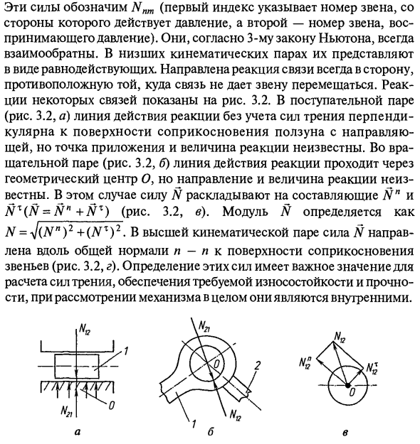 Силы, действующие в механизмах