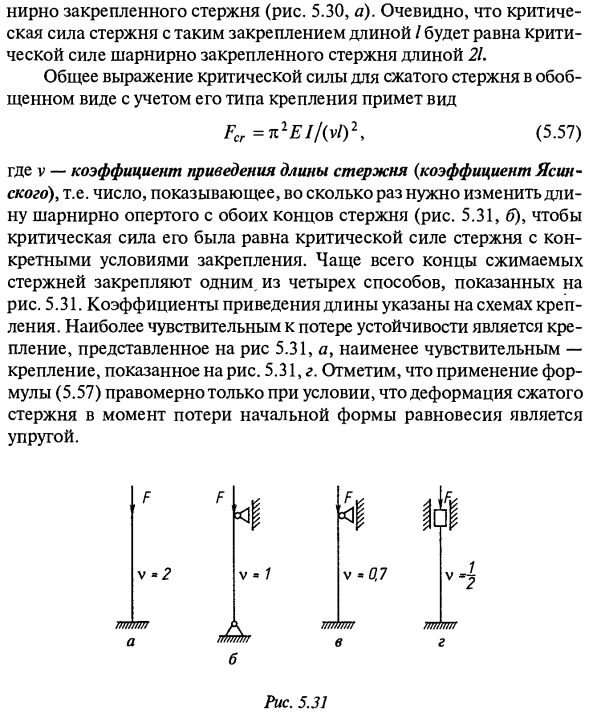 Определение критической силы. Задача Эйлера