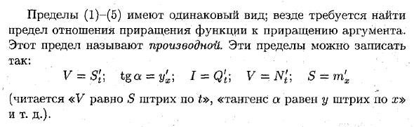 Задачи, приводящие к понятию производной