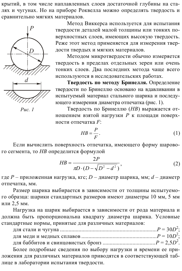 Определение твердости металлов и сплавов