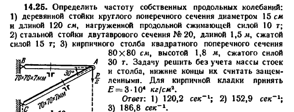 Задача 14.25. Определить частоту собственных продольных
