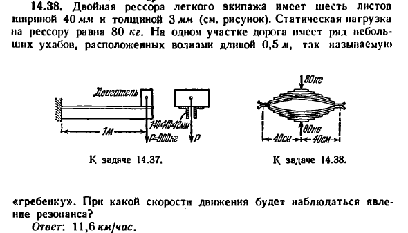 Задача 14.38. Двойная рессора легкого экипажа
