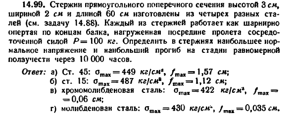 Задача 14.99. Стержни прямоугольного поперечного
