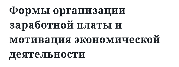 Формы организации заработной платы и мотивация экономической деятельности 