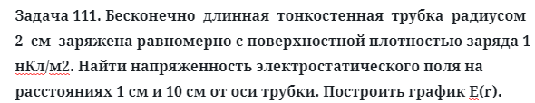 Задача 111. Бесконечно  длинная  тонкостенная  трубка  радиусом
