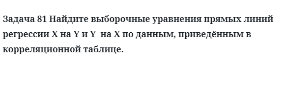 Задача 81 Найдите выборочные уравнения прямых линий регрессии