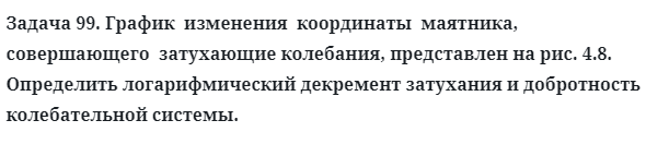 Задача 99. График  изменения  координаты  маятника,  совершающего
