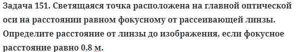 Задача 151. Светящаяся точка расположена на главной оптической
