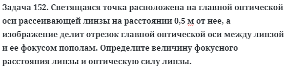 Задача 152. Светящаяся точка расположена на главной
