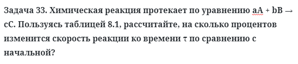 Задача 33. Химическая реакция протекает по уравнению