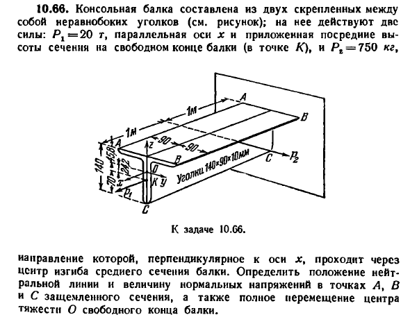 Задача 10.66. Консольная балка составлена
