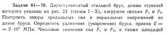 Задача 66 Двухступенчатый стальной брус, длины ступеней которого указаны 