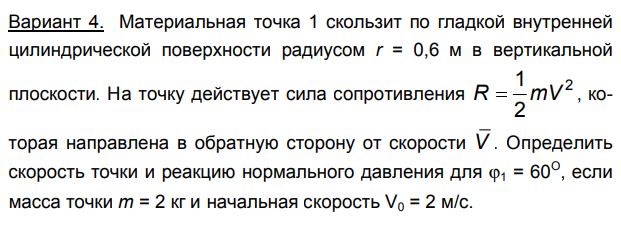 Задача 99  Материальная точка 1 скользит по гладкой внутренней цилиндрической 