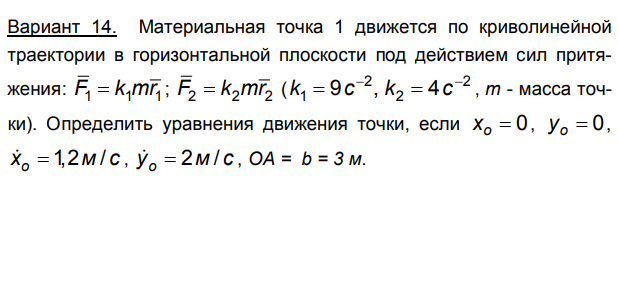 Задача 109 Материальная точка 1 движется по криволинейной траектории