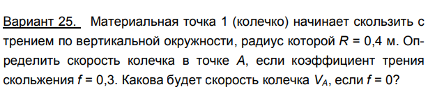 Задача 117 Материальная точка 1 колечко начинает скользить с трением