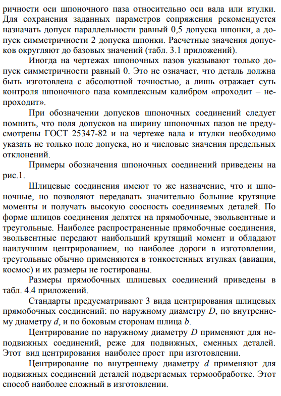 Выбор посадок для шпоночного соединения