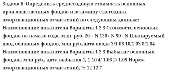 Задача 6. Определить среднегодовую стоимость основных
