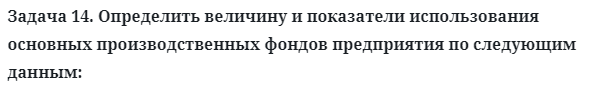 Задача 14. Определить величину и показатели использования
