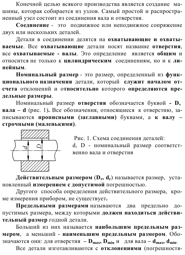 Определение основных элементов гладких цилиндрических соединений