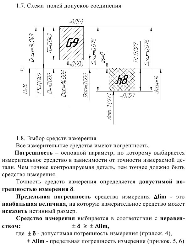 Определение основных элементов гладких цилиндрических соединений