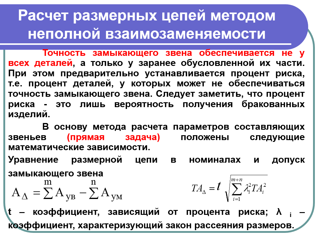Расчет размерных цепей