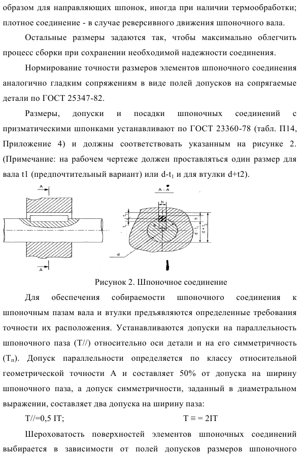 Выбор посадок и определение предельных размеров шпоночного соединения 