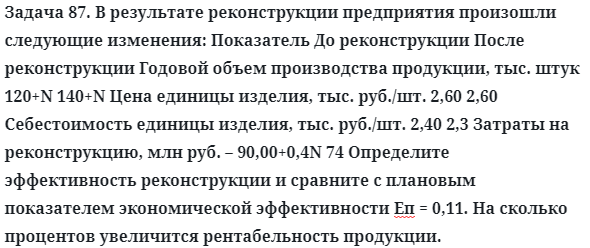 Задача 87. В результате реконструкции предприятия произошли
