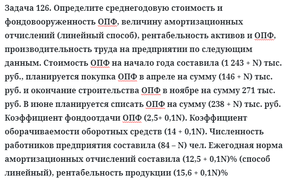 Задача 126. Определите среднегодовую стоимость и 
