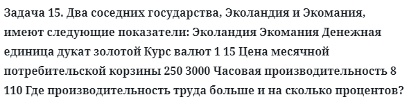 Задача 15. Два соседних государства, Эколандия и Экомания
