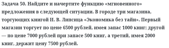 Задача 50. Найдите и начертите функцию «мгновенного» предложения
