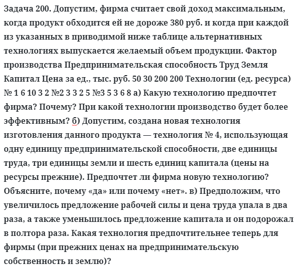 Задача 200. Допустим, фирма считает свой доход максимальным
