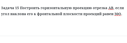 Задача 15 Построить горизонтальную проекцию отрезка АВ, если угол наклона его 