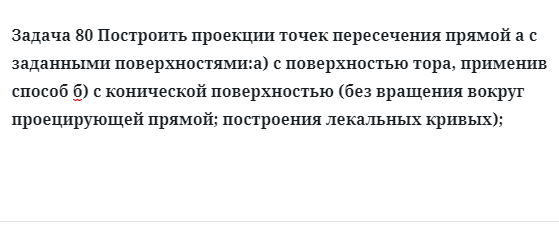 Задача 80 Построить проекции точек пересечения прямой а с заданными поверхностями