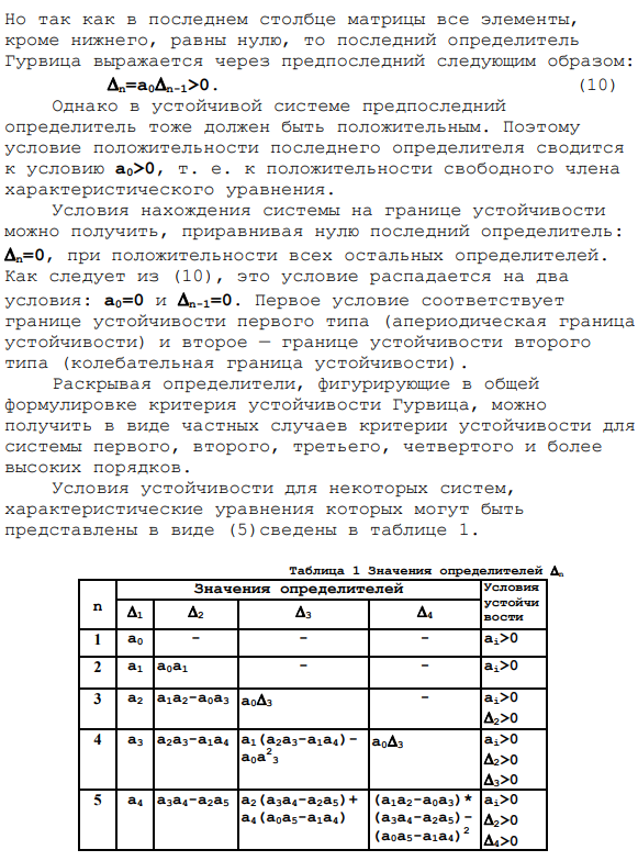 Критерий устойчивости Гурвица