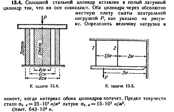 Задача 13.4. Сплошной стальной цилиндр вставлен 
