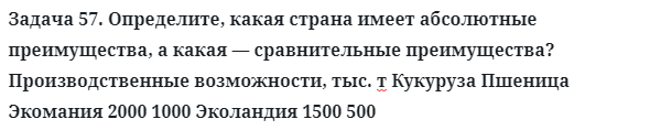 Задача 57. Определите, какая страна имеет абсолютные
