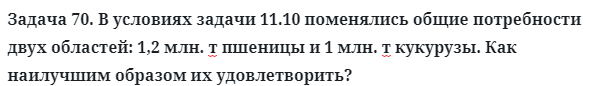 Задача 70. В условиях задачи 11.10 поменялись общие потребности
