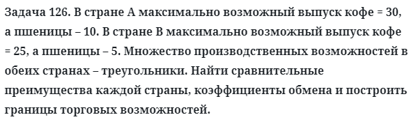 Задача 126. В стране А максимально возможный выпуск кофе
