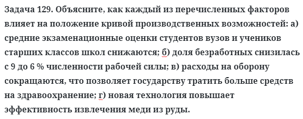 Задача 129. Объясните, как каждый из перечисленных факторов 
