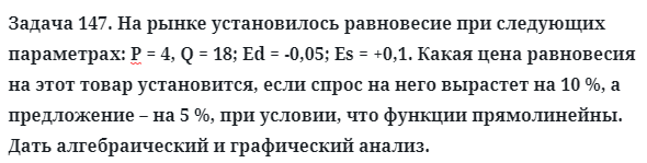 Задача 147. На рынке установилось равновесие при следующих
