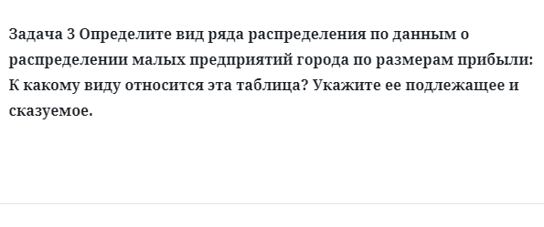 Задача 3 Определите вид ряда распределения по данным о распределении малых 