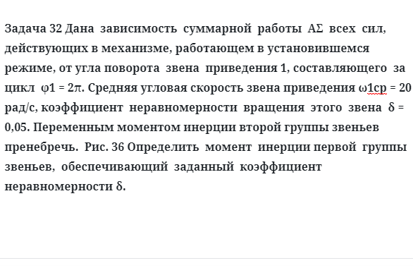 Задача 32 Дана зависимость суммарной работы AΣ всех сил, действующих в механизме