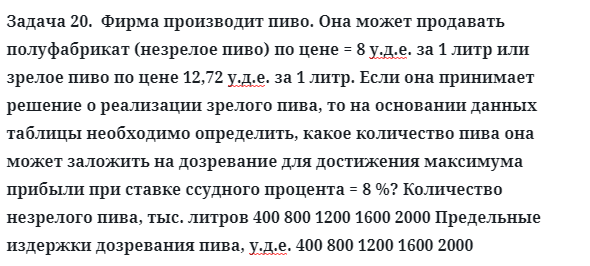 Задача 20.  Фирма производит пиво. Она может продавать
