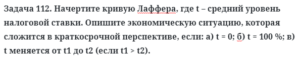 Задача 112. Начертите кривую Лаффера, где t – средний уровень 
